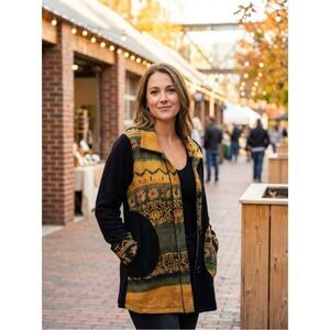 Ali Miles Black and Gold Patterned Jacket